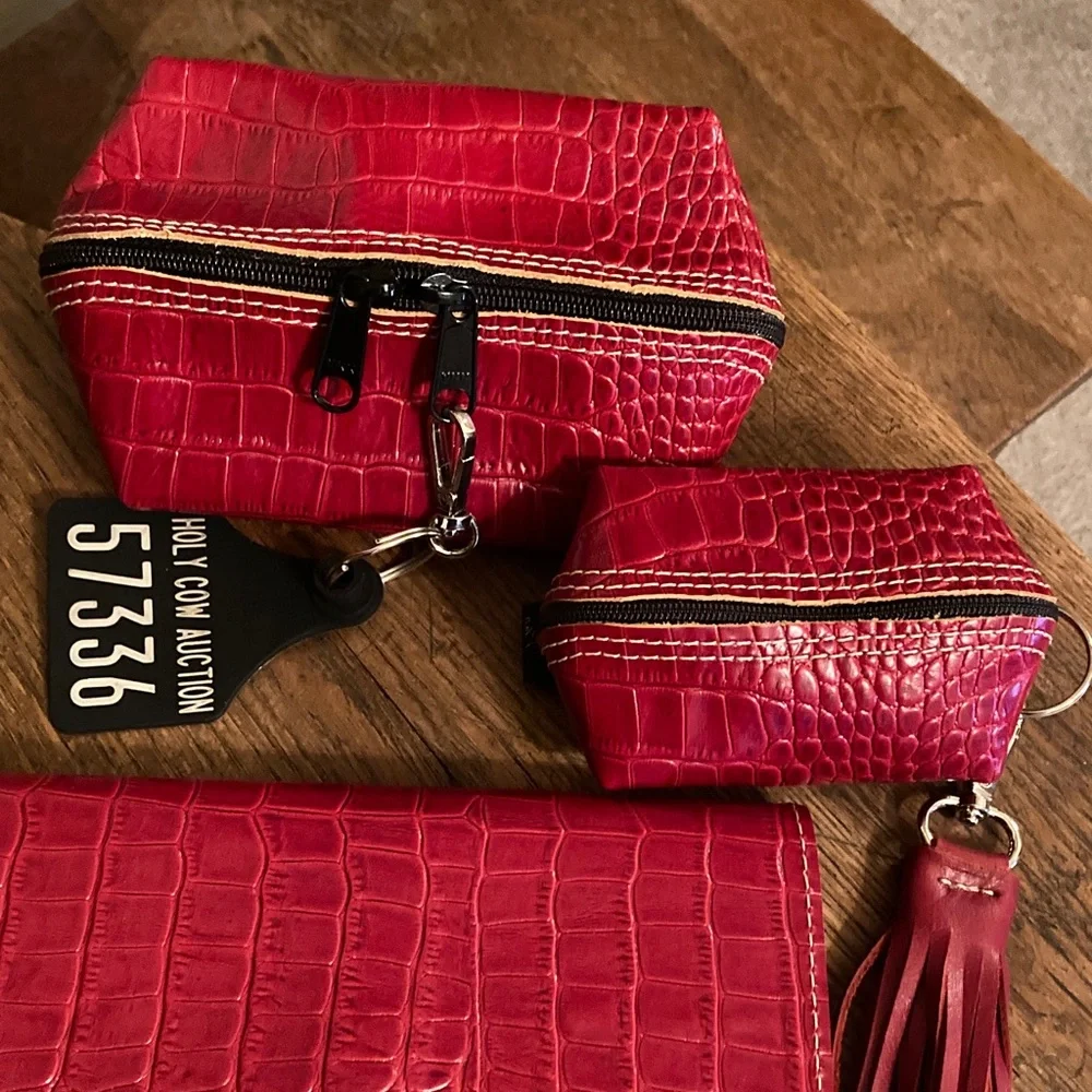 Holy Cow Couture Croc Bandit Wallet, Mini & Baby Buckaroo & Tassel Bundle w/DB